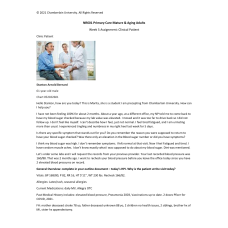 NR 601 Week 5 Assignment; Clinical Patient - Stanton Arnold Bernard 61-year Old Male