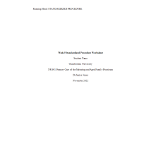 NR 601 Week 5 Standardized Procedure Worksheet - Urinary tract infections (UTIs)