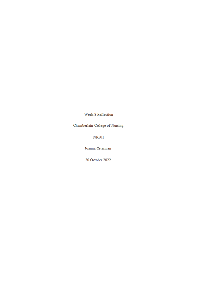 NR 601 Week 8 Reflection