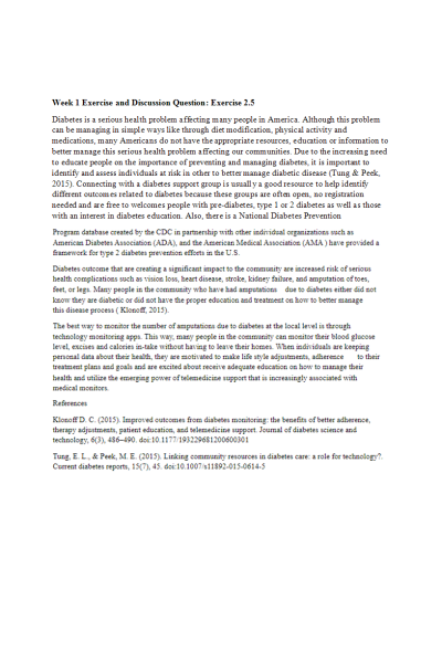 NR 503 Week 1 Discussion; Exercise and Discussion Question Exercise 2