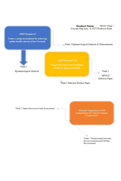 NR 503 Week 7 Assignment; Reflection on Achievement of Outcomes Concept Map (May Submission)