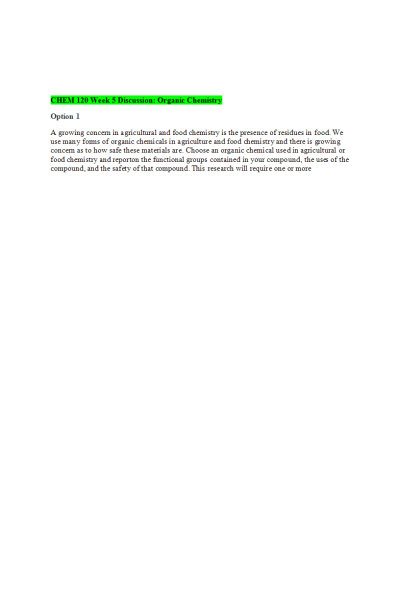 CHEM 120 Week 5 Discussion; Organic Chemistry - Isopropanol