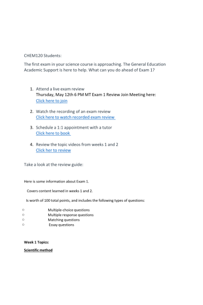 CHEM 120 Week 3 Exam 1