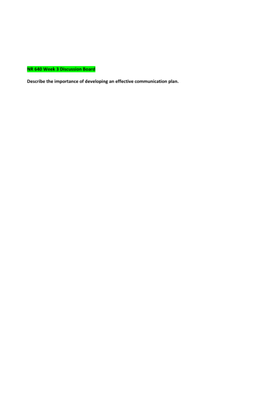 NR 640 Week 3 Discussion Board