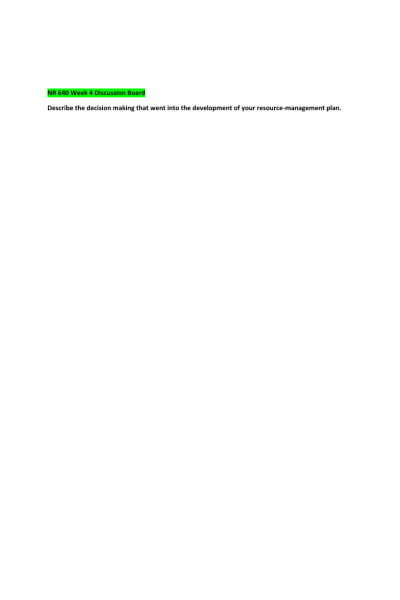 NR 640 Week 4 Discussion Board
