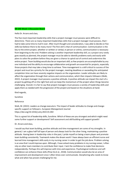 NR 640 Week 5 Discussion Board