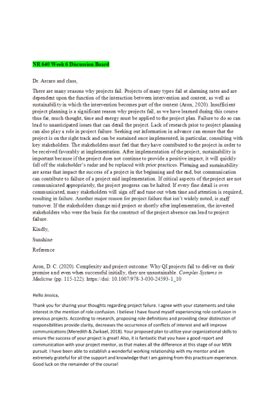 NR 640 Week 6 Discussion Board