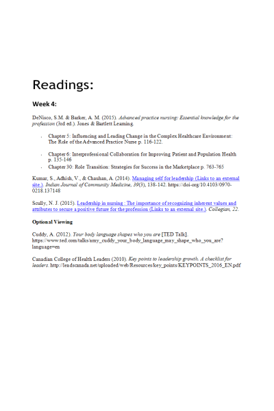 NR 500NP Week 4 Reading