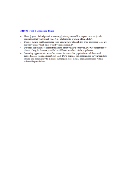 NR 601 Week 6 Discussion Board