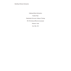 NR 509 Week 3 Reflection Gathering Patient Information