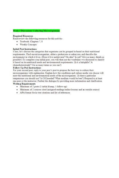 BIOS 242 Week 3 Discussion; Culturing Microorganisms - Amoeba