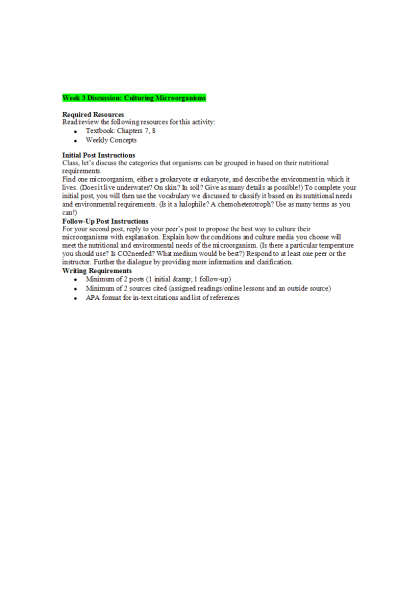BIOS 242 Week 3 Discussion; Culturing Microorganisms - Halobacterium noricense