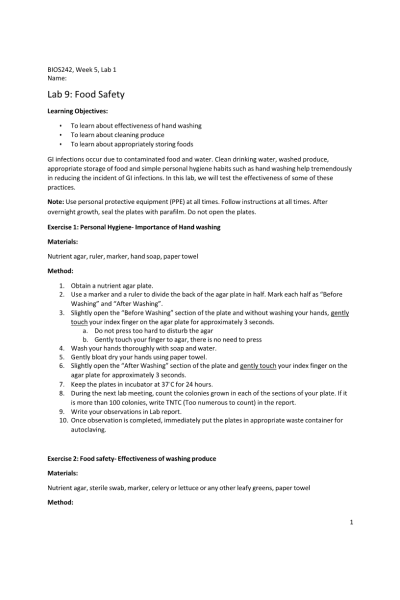 BIOS 242 Week 5 Lab 1; Food Safety