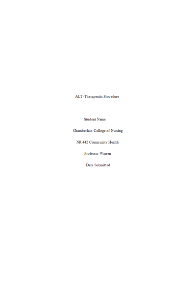 NR 442 Week 5 Active Learning Template; Therapeutic Procedure (Your choice)
