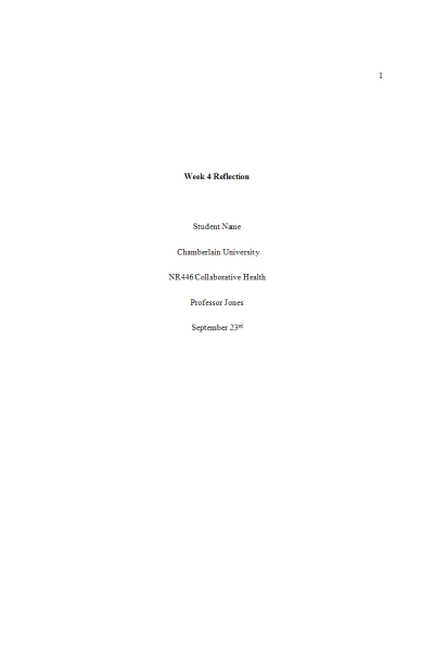 NR 446 Week 4 Clinical Reflection