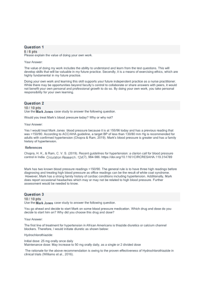 NR 565 Week 3 Quiz; Cardiac Case Study