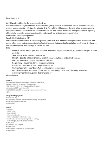 NR 565 Week 5 Assignment; Endocrine Case Study 1; JJ