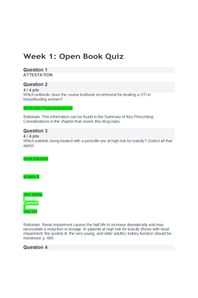 NR 566 Week 1 Open Book Quiz