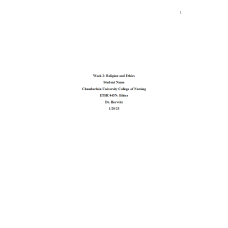 ETHC 445N Week 2 Assignment; Ethical Dilemma Analysis - Religion and Ethics