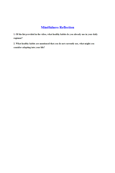 NR 103 Week 1 Mindfulness Reflection