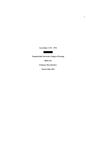 BIOS 252 Week 3 Case Study; CNS-PNS