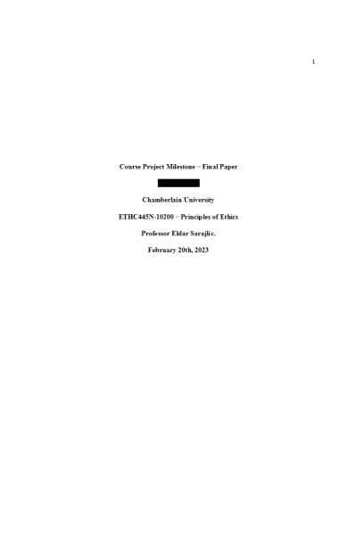 ETHC 445N Week 7 Course Project Milestone - Final Paper