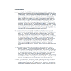 NR 509 Week 1 Discussion; Economic Stability