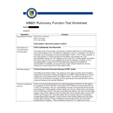 NR 601 Week 2 Pulmonary Function Test Worksheet