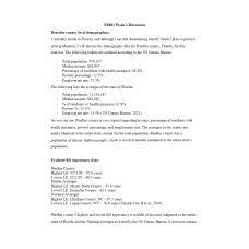 NR 601 Week 1 Discussion; Demographic data for Pinellas County, Florida