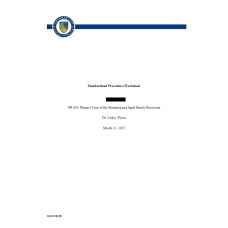 NR 601 Week 5 Standardized Procedure Worksheet - Benign prostatic hyperplasia ( BPH ) in older adults