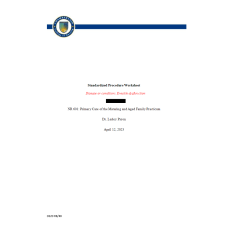 NR 601 Week 5 Standardized Procedure Worksheet - Erectile Dysfunction
