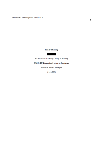 NR 361 Week 2 Course Project Milestone 1 - Family Planning