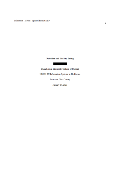 NR 361 Week 2 Course Project Milestone 1 - Nutrition and Healthy Eating