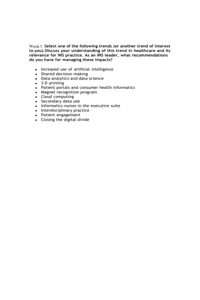 NR 541 Week 5 Discussion Question