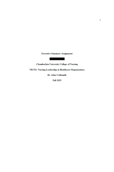 NR 531 Week 7 Assignment; Executive Summary Paper