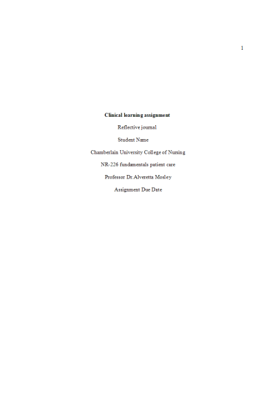 NR 226 Week 5 Clinical Learning Assignment