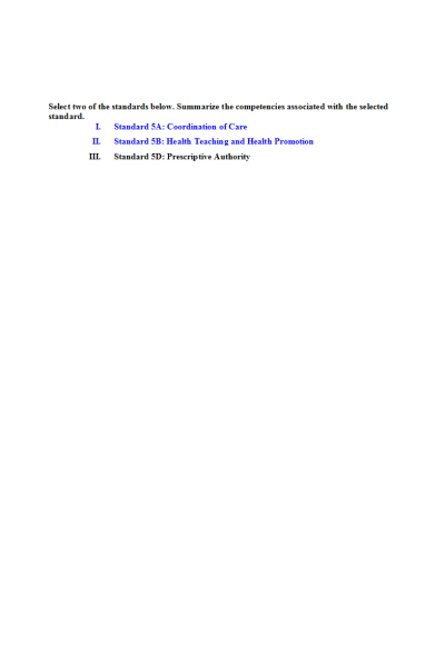 NR 548 Week 2 Discussion; Standard 5B Health Teaching and Health Promotion, 5A coordination of care