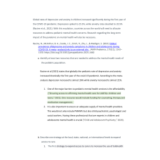 NR 606 Week 3 Discussion; Rates of Depression and Anxiety in Children