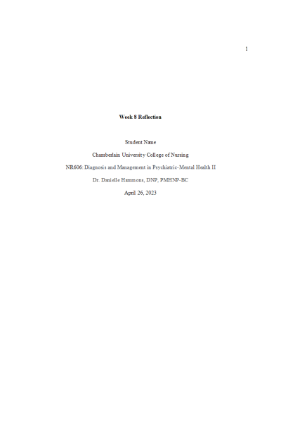 NR 606 Week 8 Reflection on Learning