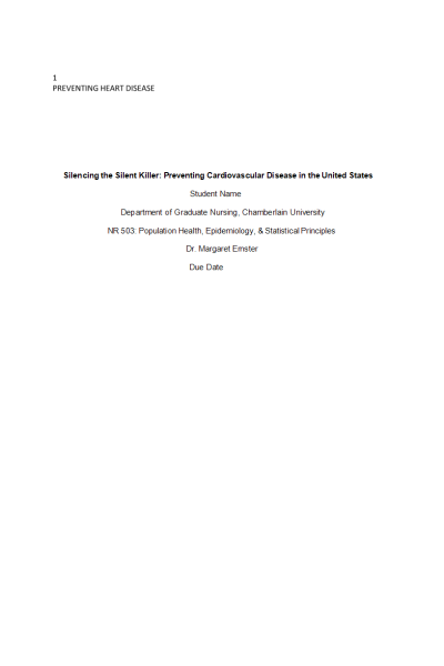 NR 503 Week 2 Assignment; Healthy People 2030 Impact Paper - Preventing Cardiovascular Disease in the United States