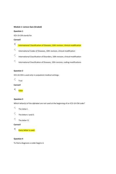 HIT 205 Module 1 Lecture Quiz (Graded)