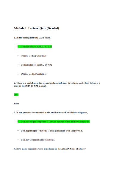HIT 205 Module 2 Lecture Quiz (Graded)