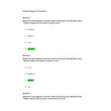HIT 205 Module 4 Diagnosis Term Review