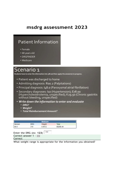 HIT 205 Module 4 MSDRG Assessment