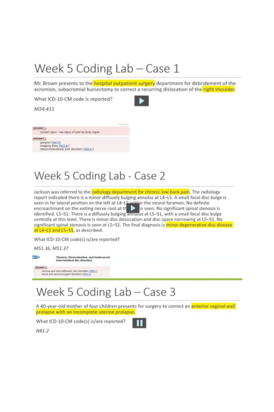 HIT 205 Module 5 Coding Lab - Case 1, 2, 3, 4, 5, 6
