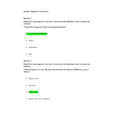 HIT 205 Module 5 Diagnosis Term Review