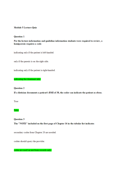 HIT 205 Module 5 Lecture Quiz