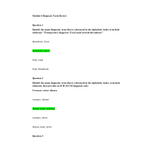 HIT 205 Module 6 Diagnosis Term Review
