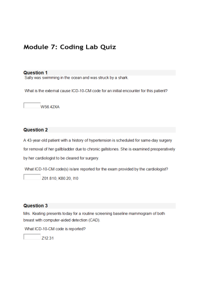 HIT 205 Module 7 Coding Lab Quiz