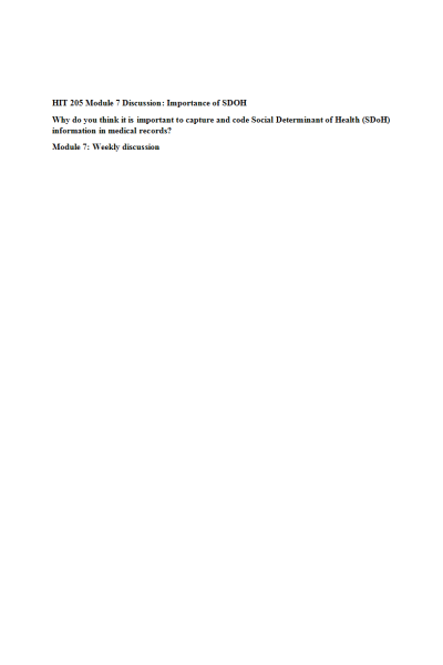 HIT 205 Module 7 Discussion